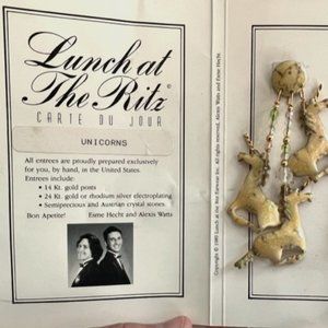 Lunch at The Ritz Vintage 1989 Unicorn earrings